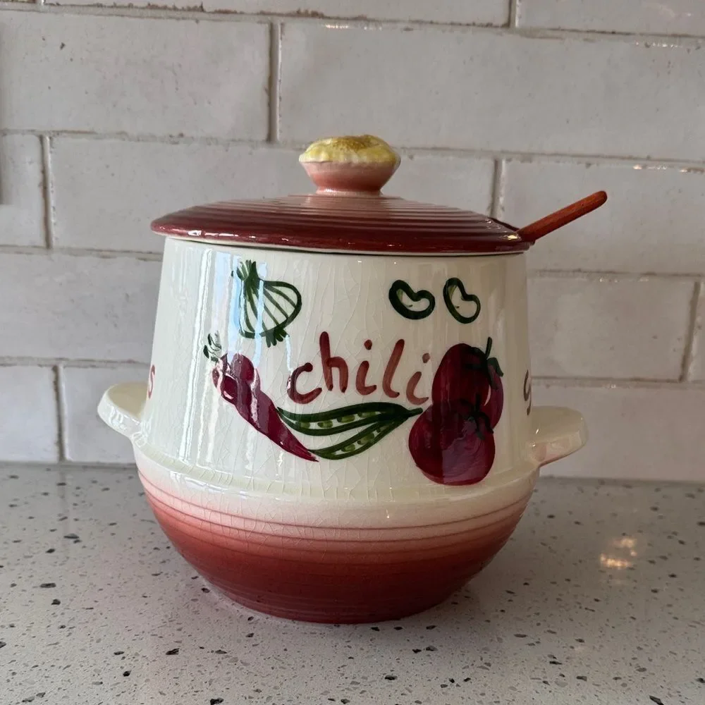 LA Pottery Tureen Soup Stew Chili Beans #705 1957 Kitchen Decor Made in the USA